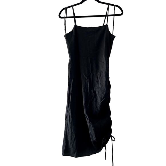 F21 black linen spaghetti strap midi square dress, women's small - Picture 1 of 7